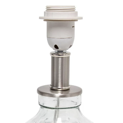 17.75" Contemporary Engraved Honeycomb Glass Table Desk Lamp With Fabric Shade Clear/White - Lalia Home - Image 6