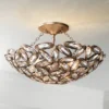 Franklin Iron Works Viera Rustic Ceiling Light Semi Flush Mount Fixture 20" Wide Bronze 3-Light Clear Cut Crystal Mosaic Bowl For Bedroom Living Room