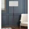 60.75" Metal/Wood Bellewood Floor Lamp With Fabric Drum Shade Textured Bronze - Cal Lighting