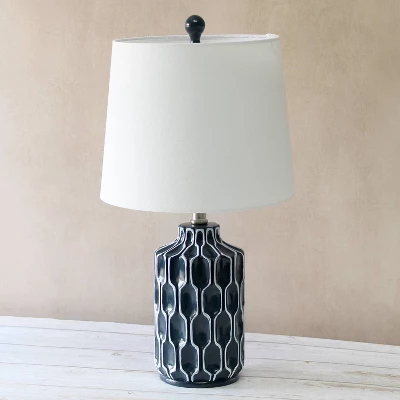 Moroccan Table Lamp With Fabric Shade Blue - Lalia Home - Image 2