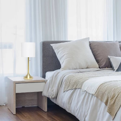 Tapered Desk Lamp With Fabric Drum Shade White - Simple Designs - Image 4