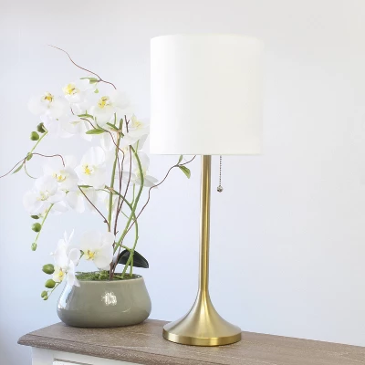 Tapered Desk Lamp With Fabric Drum Shade White - Simple Designs - Image 2