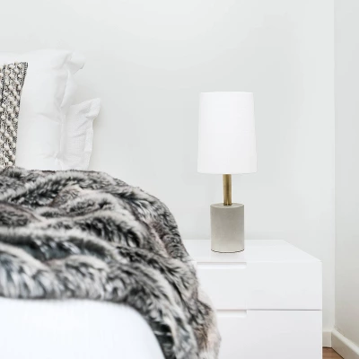 Concrete Table Lamp With Linen Shade White - Lalia Home - Image 4