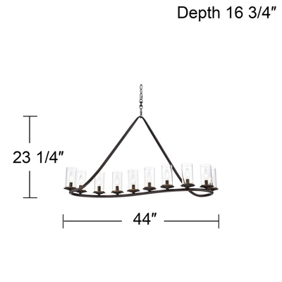 Franklin Iron Works Heritage Bronze Linear Island Pendant Chandelier 44" Wide Farmhouse Rustic Clear Glass 10-Light Fixture For Dining Room Kitchen - Image 7