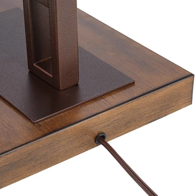 Franklin Iron Works Rustic Farmhouse Arc Floor Lamp With USB Port 60" Tall Bronze Downbridge Faux Leather Empire Shade For Living Room Reading Bedroom - Image 3