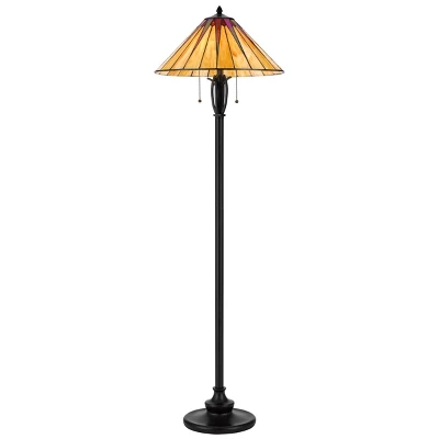 61" Metal/Resin Floor Lamp With Tiffany Art Glass Shade Black - Cal Lighting - Image 2