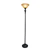 1-Light Torchiere Floor Lamp With Marbleized Glass Shade Restoration Bronze - Lalia Home