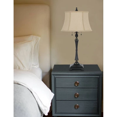 31" 3-way Madison Oil Rubbed Metal Twin Pull Table Lamp Bronze - Cal Lighting - Image 2