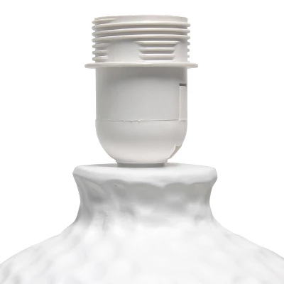 20.08" Traditional Ceramic Texture Imprint Winding Table Desk Lamp With Matching Fabric Shade White - Creekwood Home