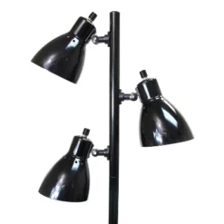 64" Traditional 3 Light Metal Floor Lamp With Adjustable Spotlight Shades Black - Creekwood Home