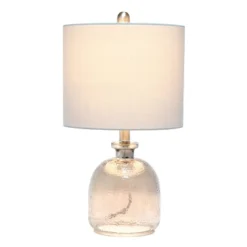 Hammered Glass Jar Table Lamp With Linen Shade Smokey Gray - Lalia Home