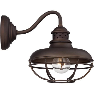 Franklin Iron Works Park Rustic Farmhouse Outdoor Wall Light Fixture Oil Rubbed Bronze Caged 9" For Post Exterior Barn Deck House Porch Yard Patio - Image 6