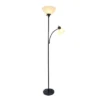 71.5" Traditional 2 Light Mother Daughter Metal Floor Lamp With Torchiere And Reading Light Black - Creekwood Home