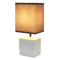 Petite Faux Stone Table Lamp With Fabric Shade - Simple Designs