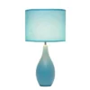 18.11" Traditional Standard Ceramic Dewdrop Table Desk Lamp With Matching Fabric Shade Blue - Creekwood Home