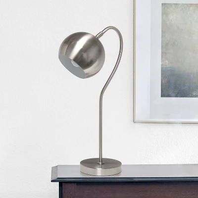 Mid Century Curved Table Lamp With Dome Shade Brushed Nickel - Lalia Home - Image 2