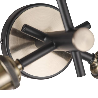 3-Light Shipka Flush Mount Ceiling Light With Antique Brass Accent Matte Black - Globe Electric - Image 2