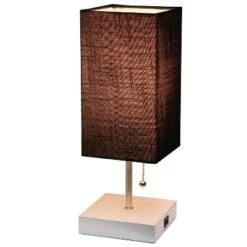 Petite Stick Lamp With USB Charging Port And Fabric Shade - Simple Designs