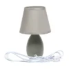 9.45" Petite Ceramic Oblong Bedside Table Desk Lamp With Matching Tapered Drum Shade Gray - Creekwood Home
