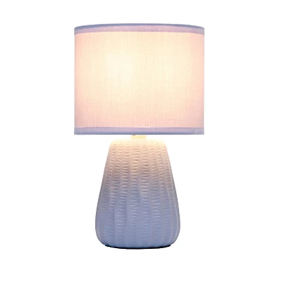 11.02" Mini Modern Ceramic Pastel Accent Bedside Table Desk Lamp With Matching Fabric Shade Periwinkle Blue - Simple Designs
