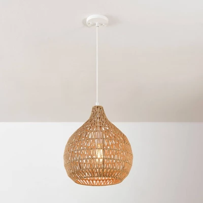 Tika 1-Light Natural Blonde Pendant Lighting With Twine Shade - Globe Electric - Image 4