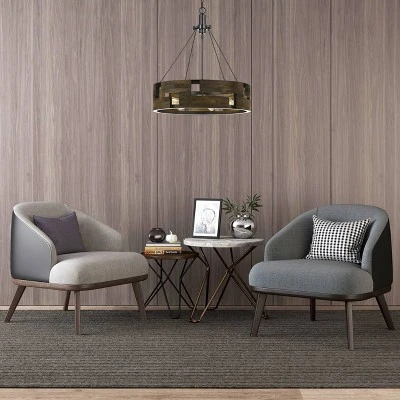 26" X 26" Round Metal Bradford Chandelier Wood Finish - Cal Lighting