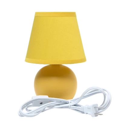8.66" Petite Ceramic Orb Base Bedside Table Desk Lamp With Matching Tapered Drum Fabric Shade Yellow - Creekwood Home - Image 6