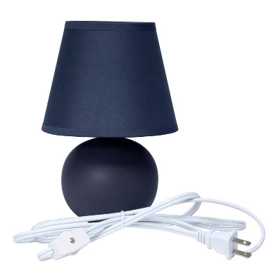 8.66" Petite Ceramic Orb Base Bedside Table Desk Lamp With Matching Tapered Drum Fabric Shade Blue - Creekwood Home - Image 2