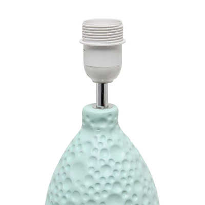 14.17" Traditional Ceramic Texture Thumbprint Tear Drop Table Desk Lamp With Tapered White Shade Blue - Creekwood Home - Image 3