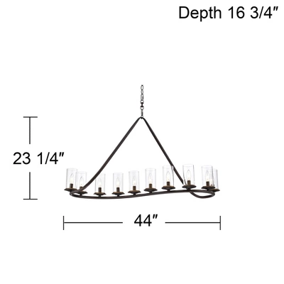 Franklin Iron Works Heritage Bronze Linear Island Pendant Chandelier 44" Wide Farmhouse Rustic Clear Glass 10-Light Fixture For Dining Room Kitchen - Image 5