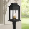 Franklin Iron Works Bransford Rustic Farmhouse Outdoor Post Light Black 19 1/4" Clear Glass For Exterior Barn Deck House Porch Yard Patio Home Outside