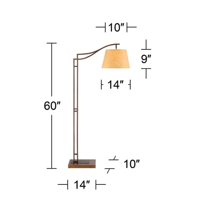 Franklin Iron Works Tahoe Rustic Industrial Downbridge Arc Floor Lamp 60" Tall Bronze Metal Faux Leather Empire Shade For Living Room Reading Bedroom - Image 7