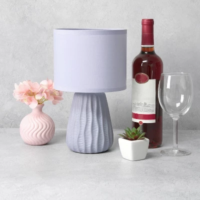11.02" Mini Modern Ceramic Pastel Accent Bedside Table Desk Lamp With Matching Fabric Shade Periwinkle Blue - Simple Designs - Image 7