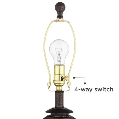 Franklin Iron Works Horace Rustic Table Lamps 25 1/4" High Set Of 2 Brown With Nightlight Miner Lantern Oatmeal Drum Shade For Bedroom Living Room - Image 3