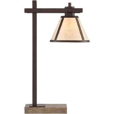 Franklin Iron Works Maricopa Rustic Farmhouse Desk Lamp 21 1/4" High Bronze Metal With USB And AC Power Outlet Mica Shade For Bedroom Living Room Home - Image 7
