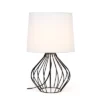 Geometrically Wired Metal Table Lamp With Fabric Shade - Simple Designs