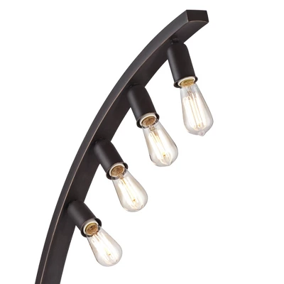 Franklin Iron Works Arcos Industrial Arc Floor Lamp 71" Tall Bronze Brown Metal Dimmable LED Decor For Living Room Reading Bedroom Office House Home - Image 2