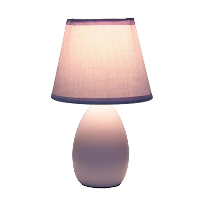 9.45" Petite Ceramic Oblong Bedside Table Desk Lamp With Matching Tapered Drum Shade Purple - Creekwood Home - Image 5