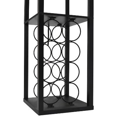 Etagere Organizer Storage Shelf Floor Lamp With Linen Shade Black - Simple Designs - Image 7