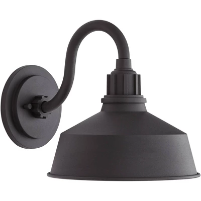 Franklin Iron Works Arnett Rustic Industrial Farmhouse Outdoor Barn Light Fixture Black Gooseneck 10 1/2" For Exterior Deck House Porch Patio Outside - Image 5