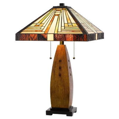 27" Resin Contemporary Mission Table Lamp With Tiffany Glass Shade - Cal Lighting - Image 4
