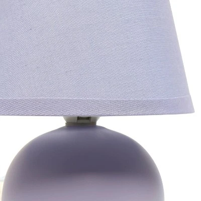 8.66" Petite Ceramic Orb Base Bedside Table Desk Lamp With Matching Tapered Drum Fabric Shade Purple - Creekwood Home - Image 8