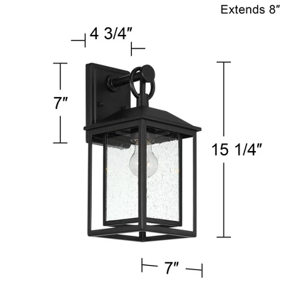 Franklin Iron Works Califa Mission Outdoor Wall Light Fixture Black Metal 15 1/4" Clear Seedy Glass For Post Exterior Barn Deck House Porch Yard Patio - Image 7