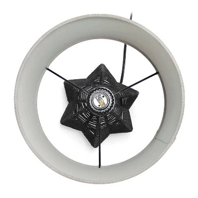 21" Vintage Rattan Wicker Style Paper Rope Bedside Table Lamp With Fabric Shade - Lalia Home - Image 7