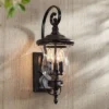 Franklin Iron Works Carriage Vintage Outdoor Wall Light Fixture Bronze LED 22" Clear Seedy Glass For Post Exterior Barn Deck House Porch Yard Patio