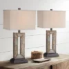 Franklin Iron Works Rustic Table Lamps 26" High Set Of 2 Natural Stale Open Rectangular Box Shade For Living Room Bedroom Home (Colors May Vary)