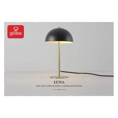 15" Luna Desk Lamp With Brass Accents Matte Black - Globe Electric - Image 7