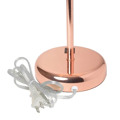 19.5" Bedside USB Port Feature Metal Table Desk Lamp Rose Gold With White Fabric Shade - Creekwood Home - Image 5