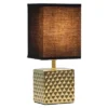 11.81" Tall Petite Hammered Square Bedside Table Desk Lamp With White Fabric Shade Gold - Simple Designs