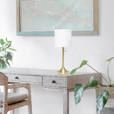 Tapered Desk Lamp With Fabric Drum Shade White - Simple Designs - Image 3